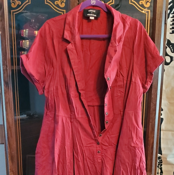 Modcloth x Collectif Burgundy Cherished Era Shirt Dress / Collectif Caterina - Picture 4 of 11